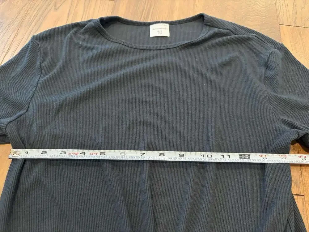 abercrombie kids Black Ribbed Long Sleeve Twist Front Top Size 13/14